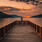 Peaceful lake at sunset